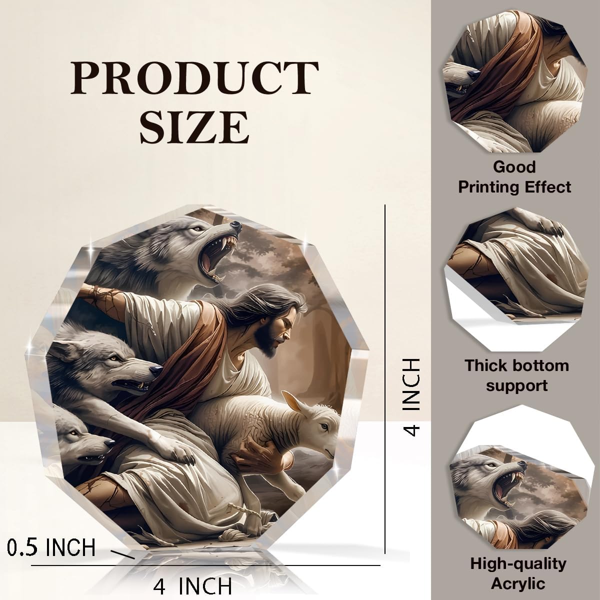 Christian Christmas Jesus and Lamb Art office Decor,Spiritual Thanks Gifts for Catholic Women,christians,Sister,Friends,Female Coworker-Religious Home for Birthday,Everyday Encouragement - Image 2