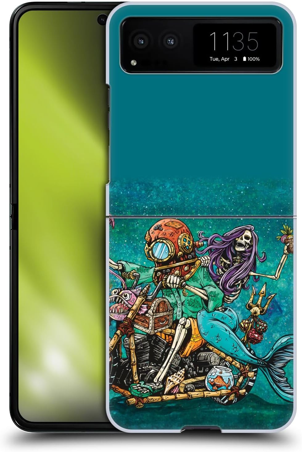 Head Case Designs Officially Licensed David Lozeau Mermaid and Driver Motorcycle Colourful Art Hard Back Case Compatible with Motorola Razr 40 / Razr 2023