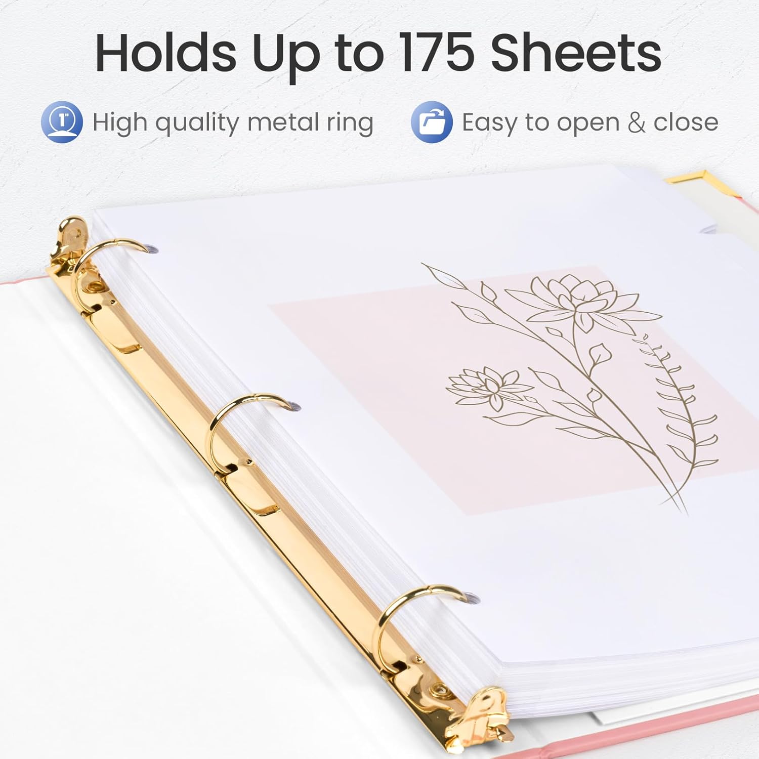 Sooez 3 Ring Binder 1 Inch with Foil Stamping & Metal Corner, Letter Size image 3
