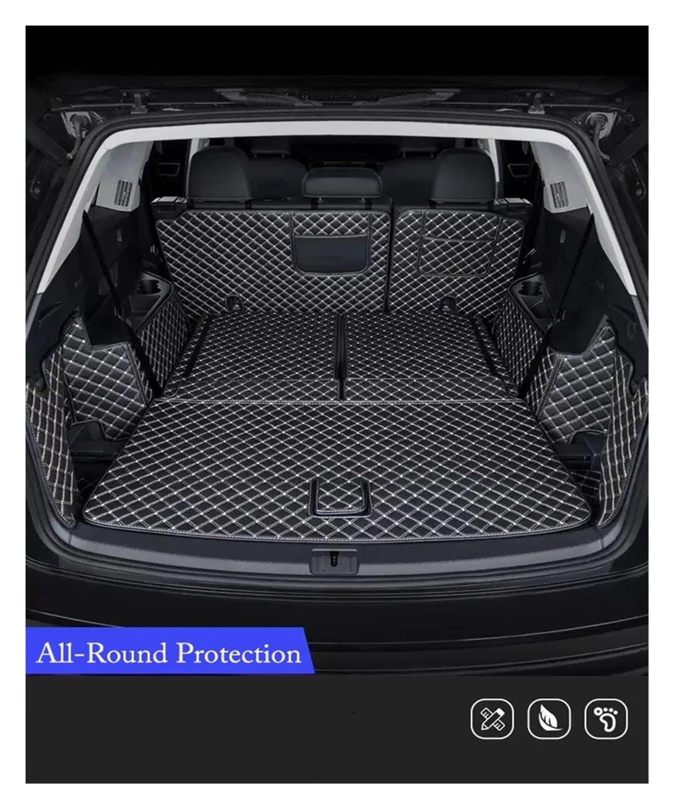 Kofferraumwanne Für Skoda Für Kodiaq 2017-2023 Kofferraum Matte Custom 7 Sitz Auto Matte Leder Cargo Liner Schutzfrachtmatte(3)