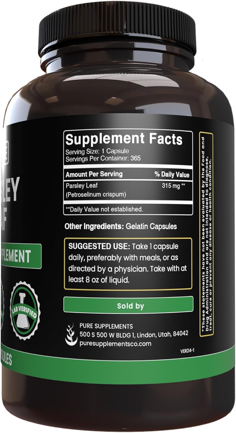Pure Original Ingredients Parsley Leaf (365 Capsules) No Magnesium Or Rice Fillers, Always Pure, Lab Verified - Image 2