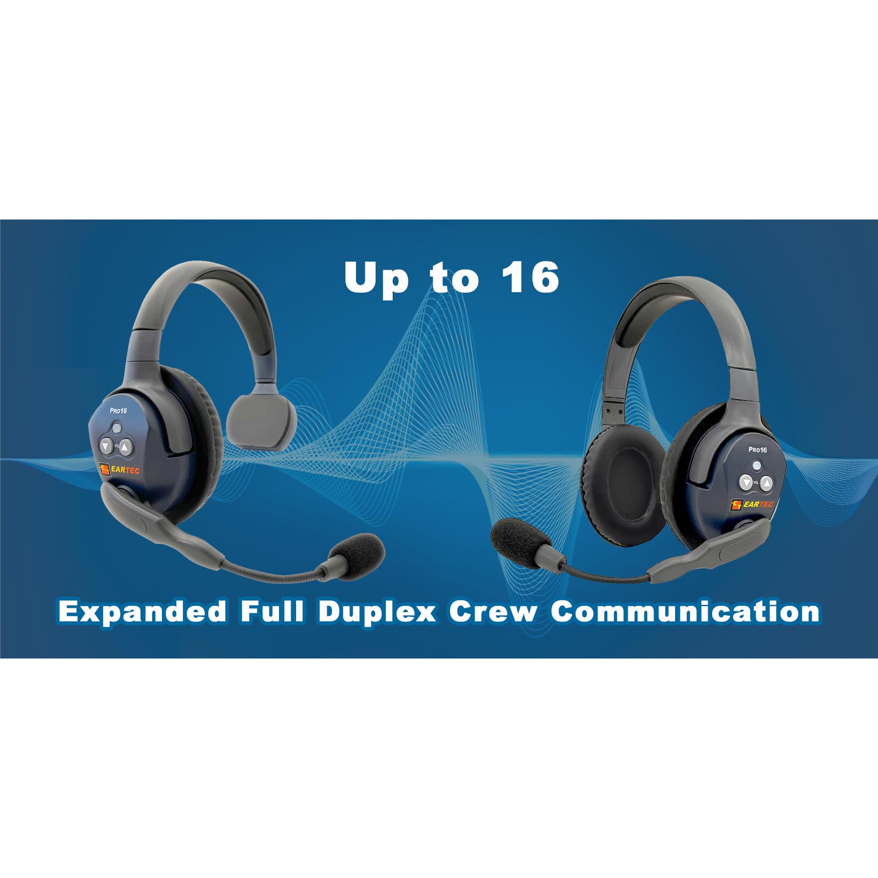 EARTEC Ultralite PRO16 ETP2S Full-Duplex Long Range Wireless Intercom System - 2 Single Ear Headsets, Up to 1/2 Mile Range, 2.4 GHz, U.S. Company