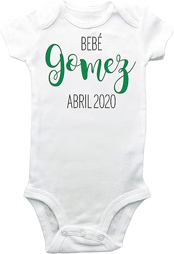 Miniatura 5 de Apellido de Bebé con mes y año Bodysuit, Español Spanish Custom Birth Announcement Bodysuit, Newborn Photo Onesie, Baby Boy Birth Announcement,