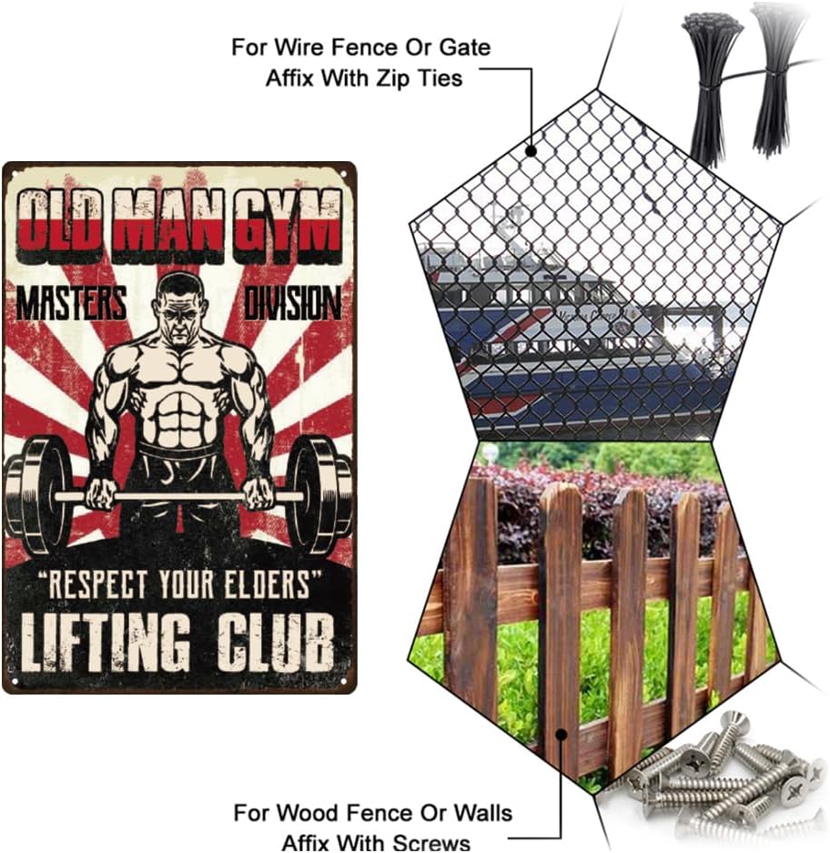 SUPERDANT Old Man Gym Tin Signs Lifting Club Metal Sign Poster Respect Your Elders Fitness Vintage Wall Art Plaque Home Wall Decor for Man Cave Garage Living Room Bedroom Decoration Gifts image 4
