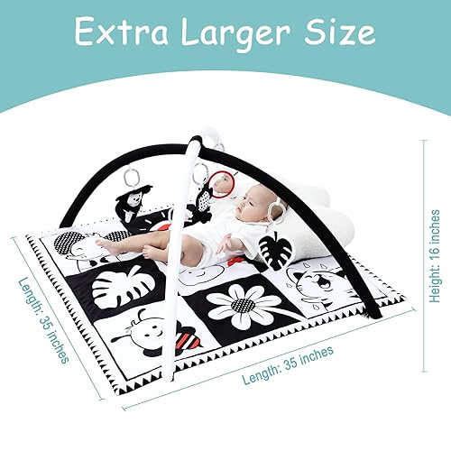 Miniatura 5 de Lovvie & Joy Tapete de juego para bebé, para el tiempo de la barriga, para el gimnasio, para bebés, niñas y bebés, tapete de juegos para bebés con 5