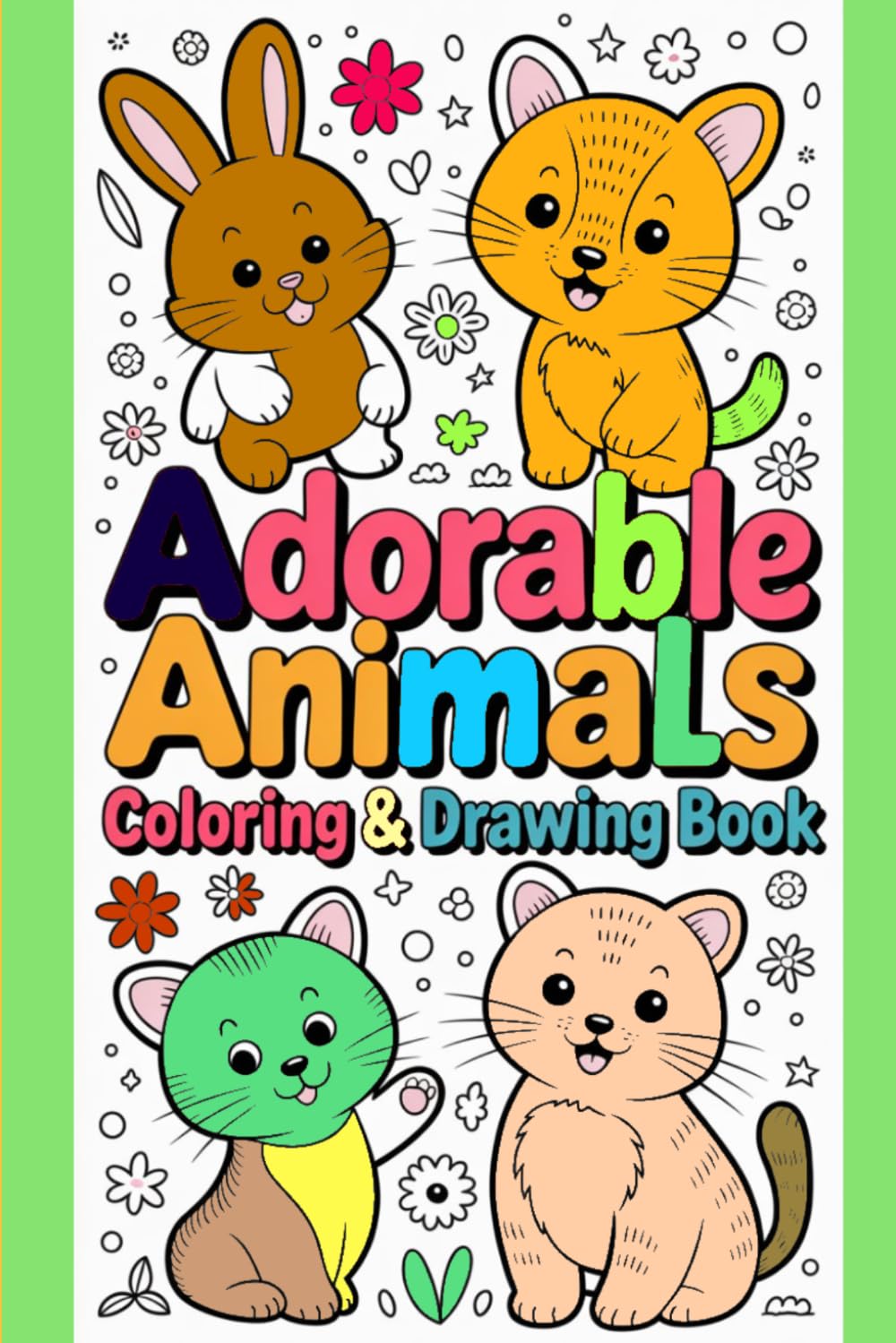 Adorable Animals Coloring & Drawing Book: A Fun & Easy Activity Book for Kids Ages 4–8 with Cute Animal, Step-by-Step Draw, Colour Pages & Creative Learning Fun