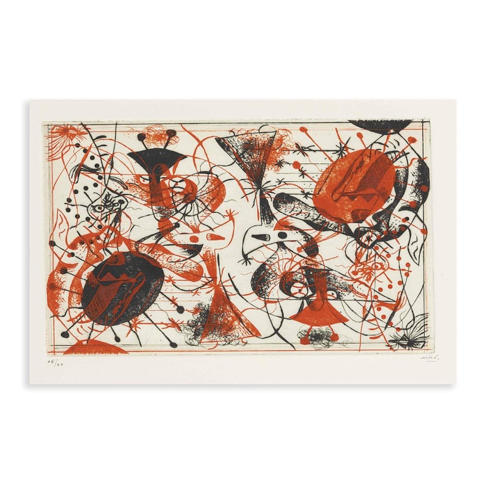 WCYB SÉRIE NOIRE ET ROUGE by Joan Miro Prints Posters Canvas Deco Paintings Wall Art For Office Living Room Unframe 24" L X 36" W