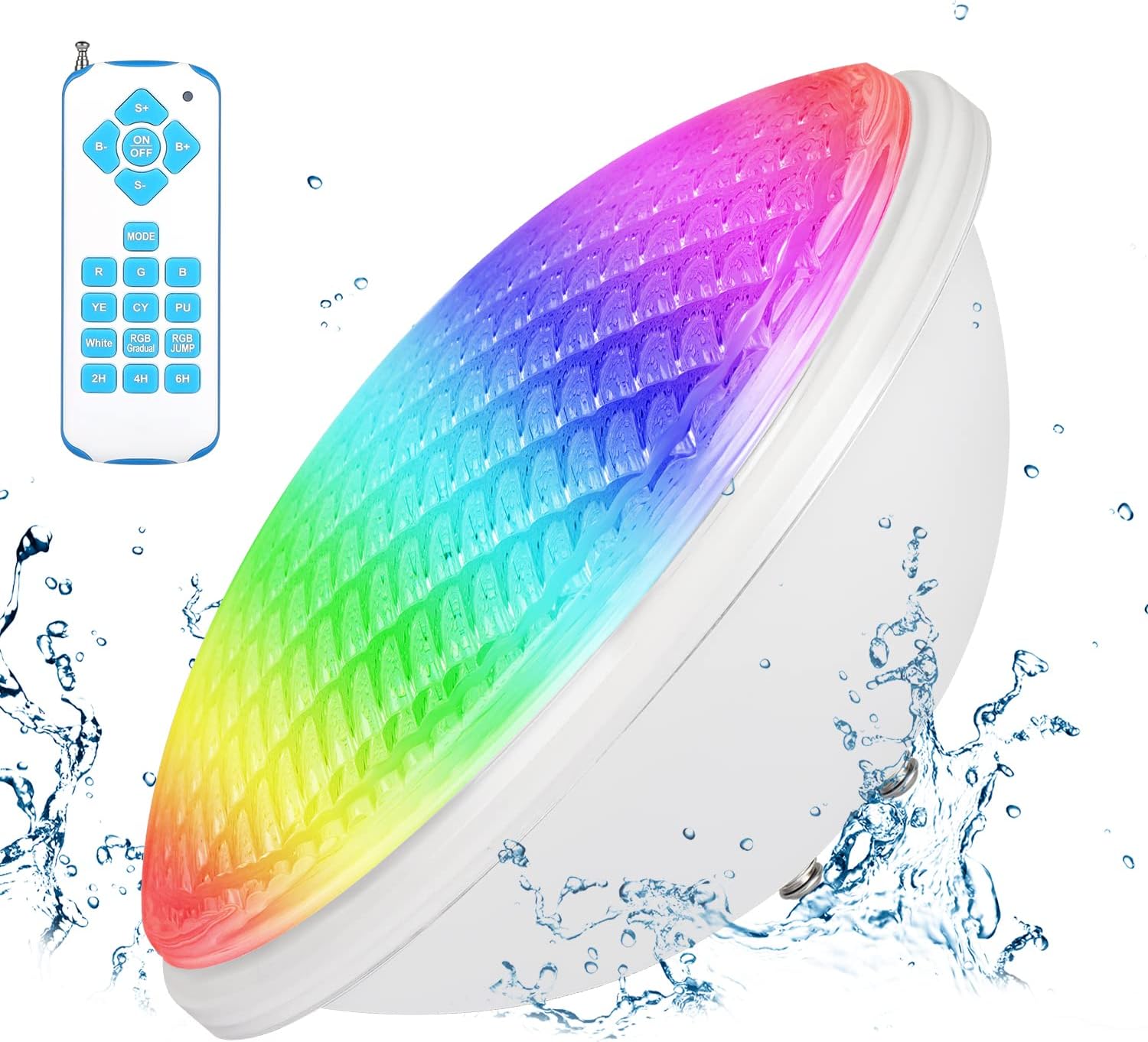 Eclairage LED Piscine PAR56, 36W Projecteur Piscine RGBW Multicolore Synchroniseur Externe avec Télécommande IP68, AC 12V - NEUF - Bricolage