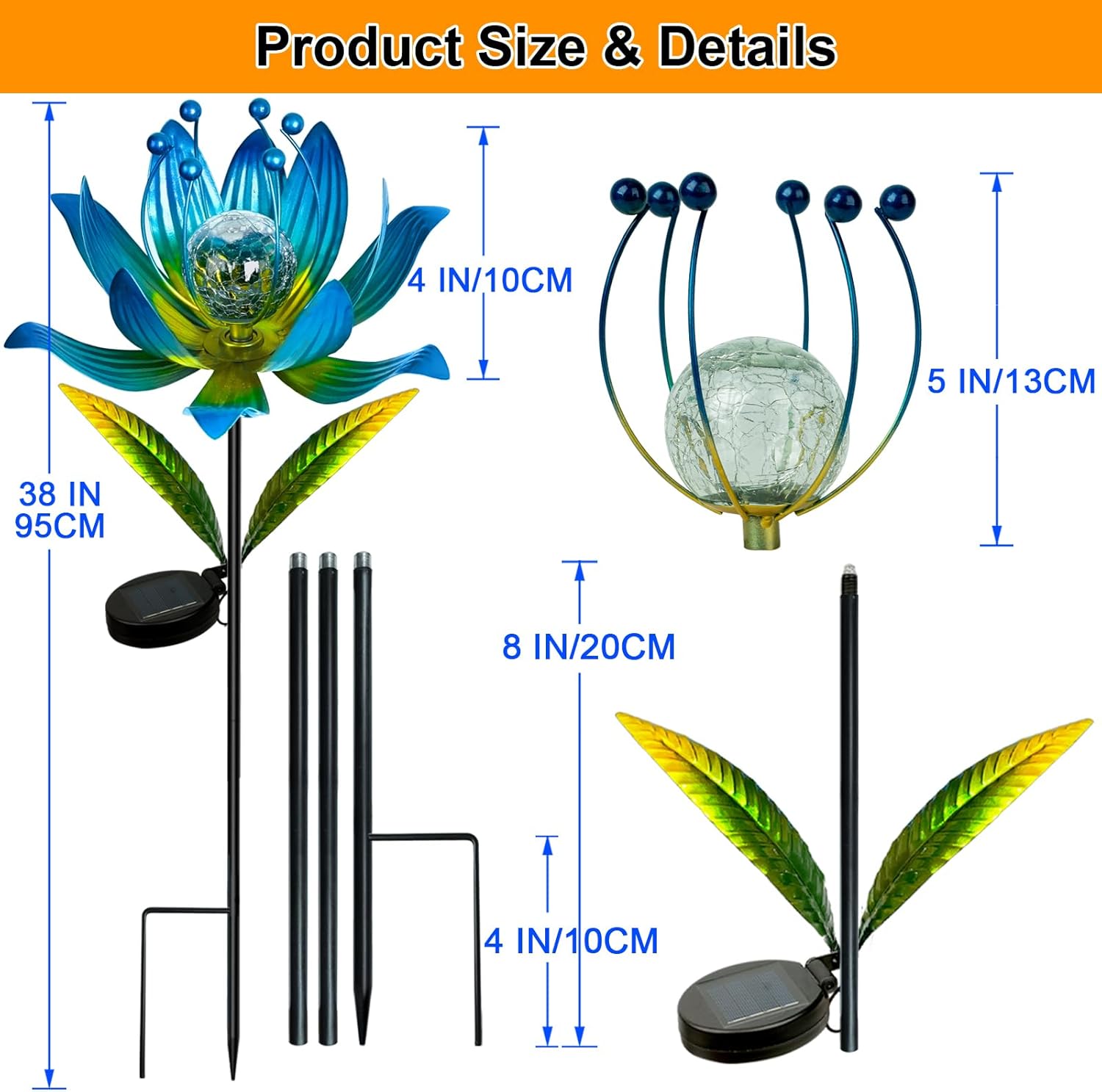 38 in Wind Spinners Outdoor and 12 in 3D Kinetic Metal Butterfly Wind Spinner