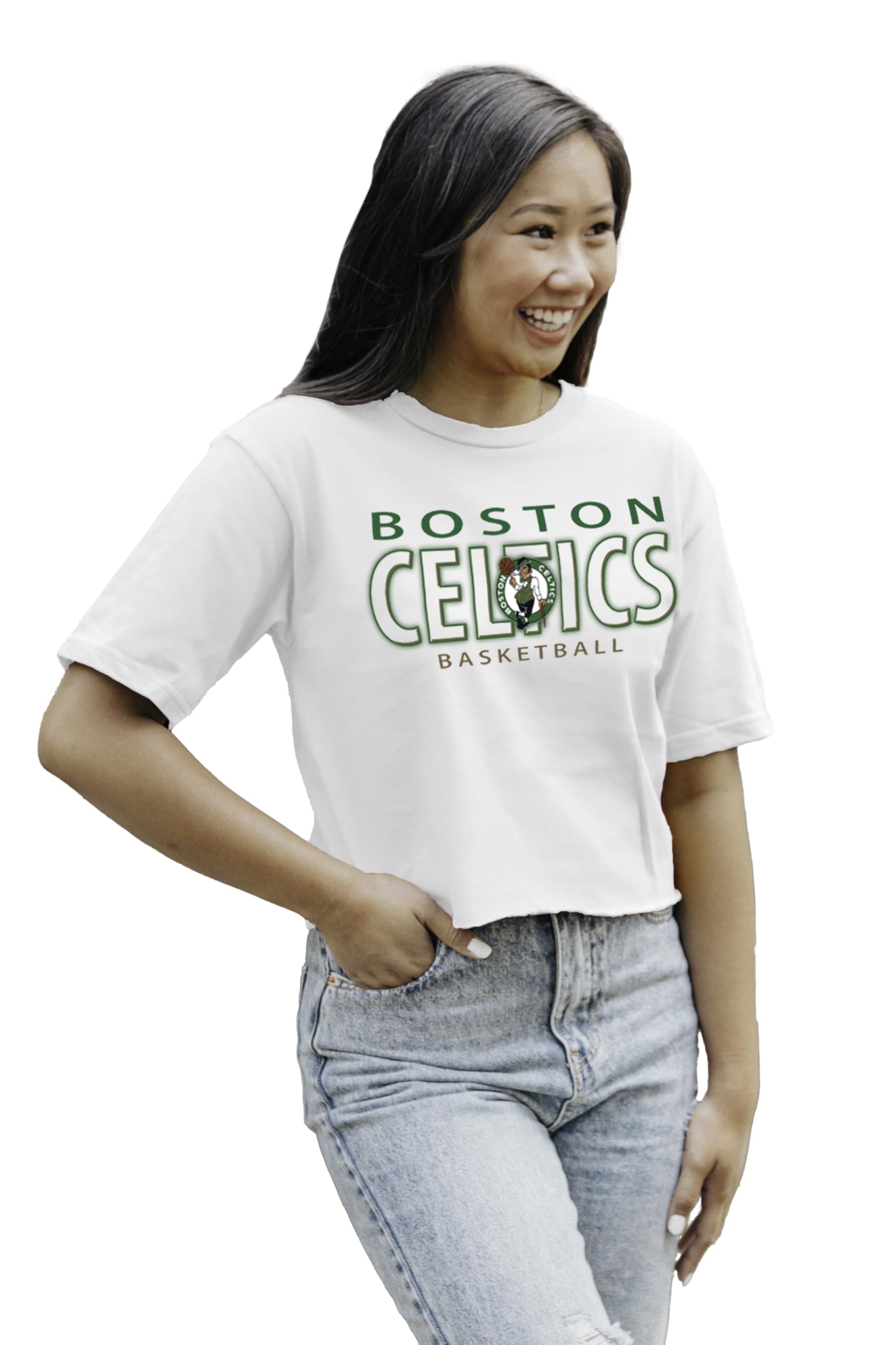 Blue 84 NBA Womens NBA Officially Licensed Women's Cropped T-Shirt White