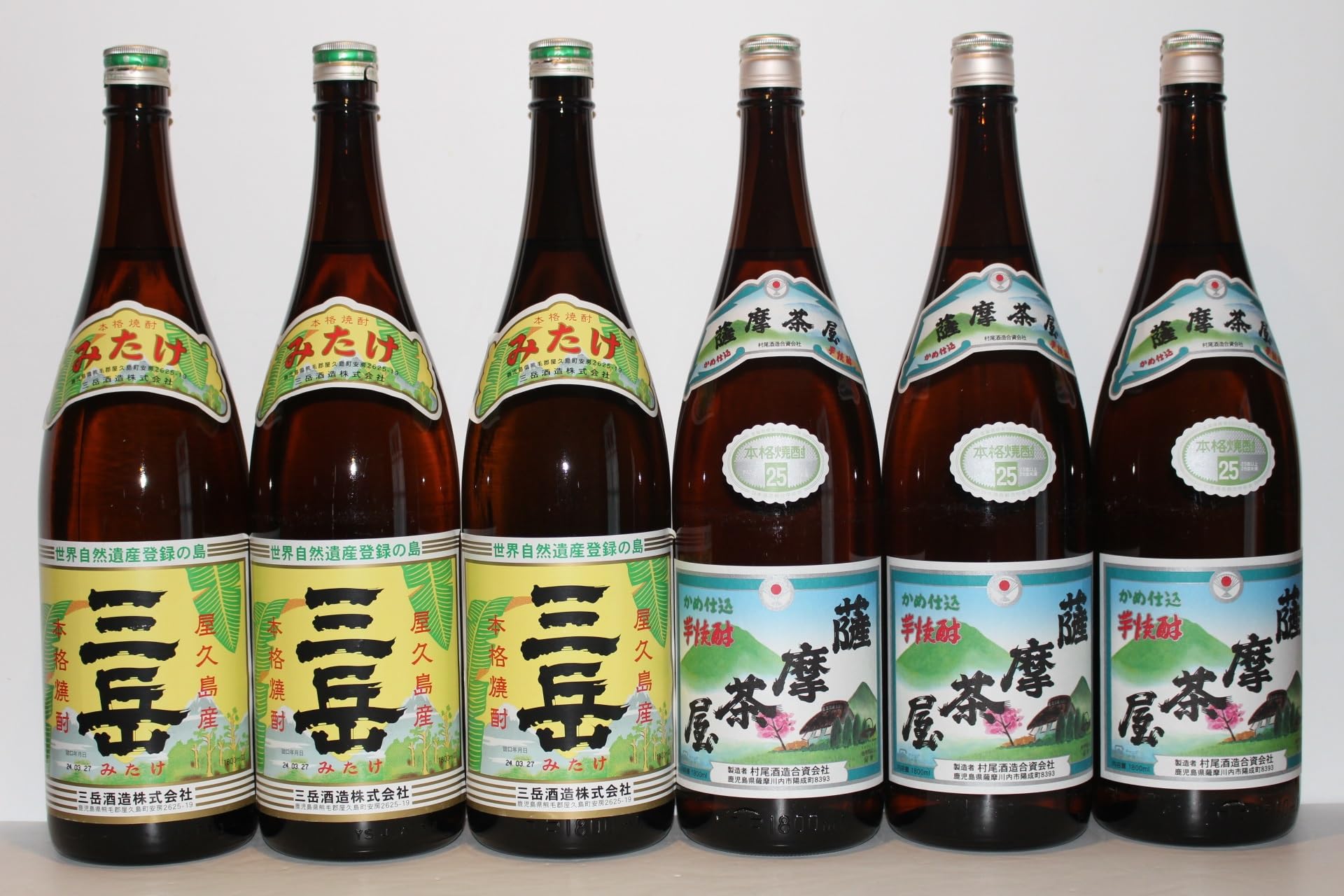 Amazon.co.jp: 薩摩茶屋25度1800ml3本 三岳25度1800ml3本 いも焼酎6本 