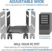 Vista 2 de AGPTEK Soporte para CPU, ancho ajustable de 4.7 a 8.2 pulgadas con 2 ruedas de bloqueo y 2 ruedas giratorias, color negro