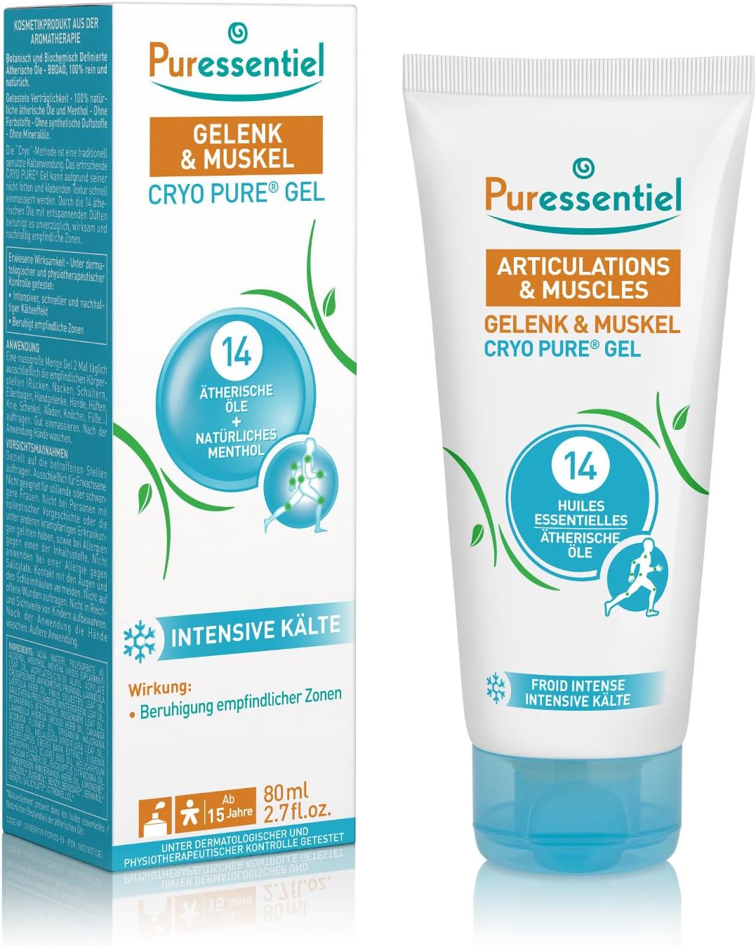 Muscles and Joints Cryo Pure Gel | Essential Oils | Intense Cold Sensation | 15 Years and Up | 80ml