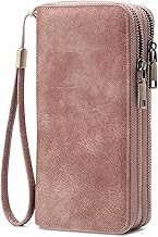Women's RFID Blocking Wallet - Large Capacity Zip Around Leather Clutch Purse with Card Slots and Phone Holder