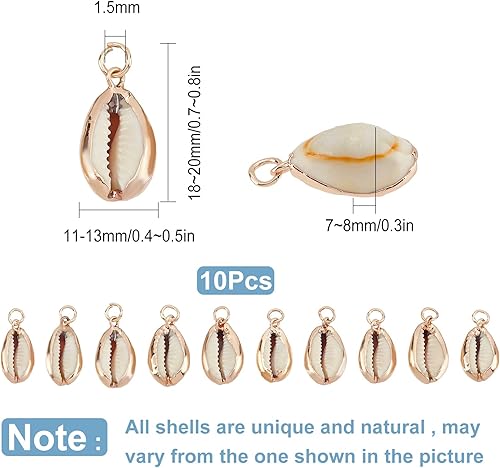Miniatura 2 de SUNNYCLUE 1 caja de dijes de concha de cauri blanco natural, conchas de conchas galvanizadas, dije de verano, océano, mar, para hacer joyas,