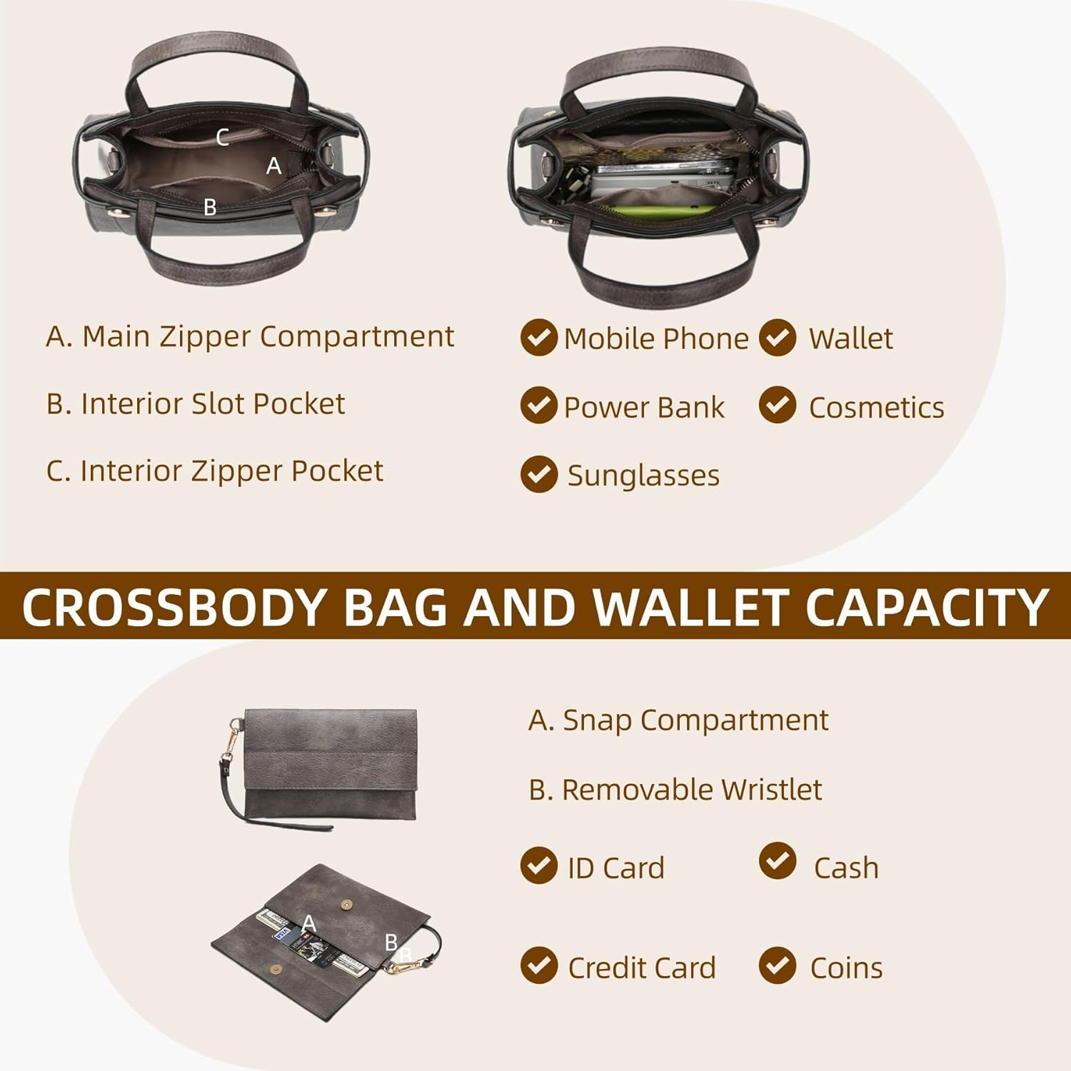 Purses and Handbags for Women Tote Bag Shoulder Bag Top Handle Satchel Purse Set with Wallet Large Work Tote 3pcs - Image 8