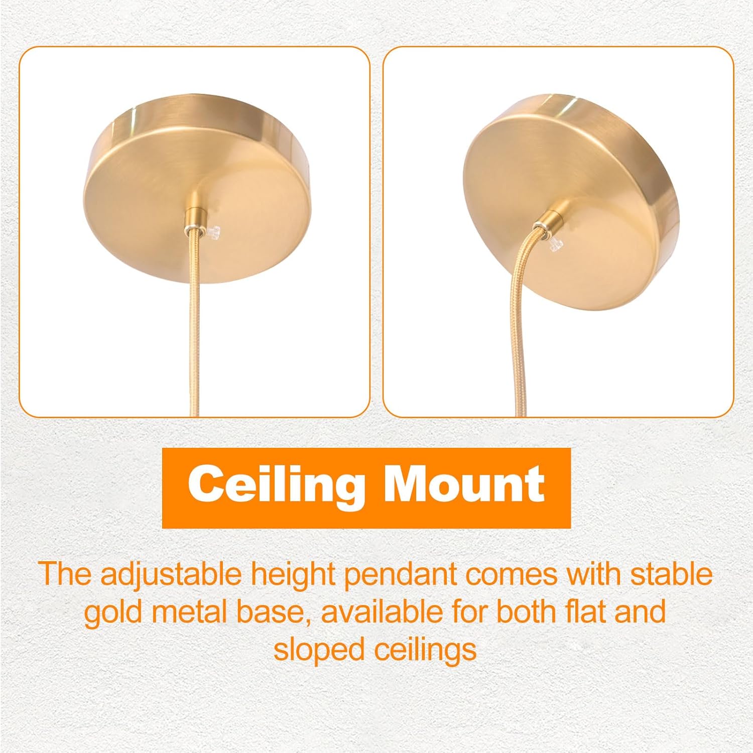 2 Pack Modern Pendant Light, 7W LED Kitchen Island Light Light-Luxury Brass Cylindrical Hanging Lamp Long Tube Pendant Lights for Dining Room Living Room Sloped Ceiling (3000K)