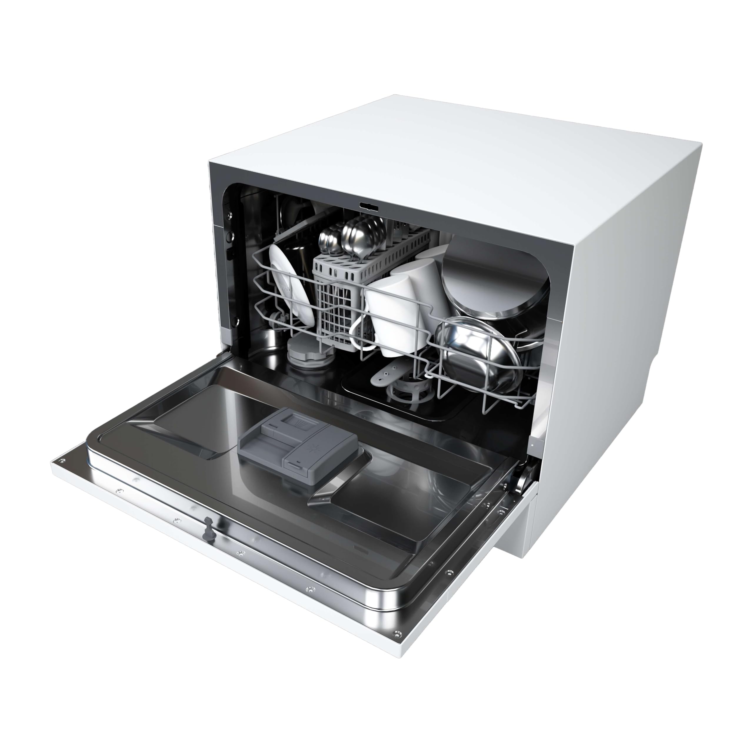 Cecotec Lavavajillas Compacto Libre Instalación 6 cubiertos Bolero Aguazero 2300. 6 Cubiertos, 8 Programas, Clase D, Colour Touch Panel, Machine Care, Delay Start, Función Pre-Wash, Dry+, Germ Shield