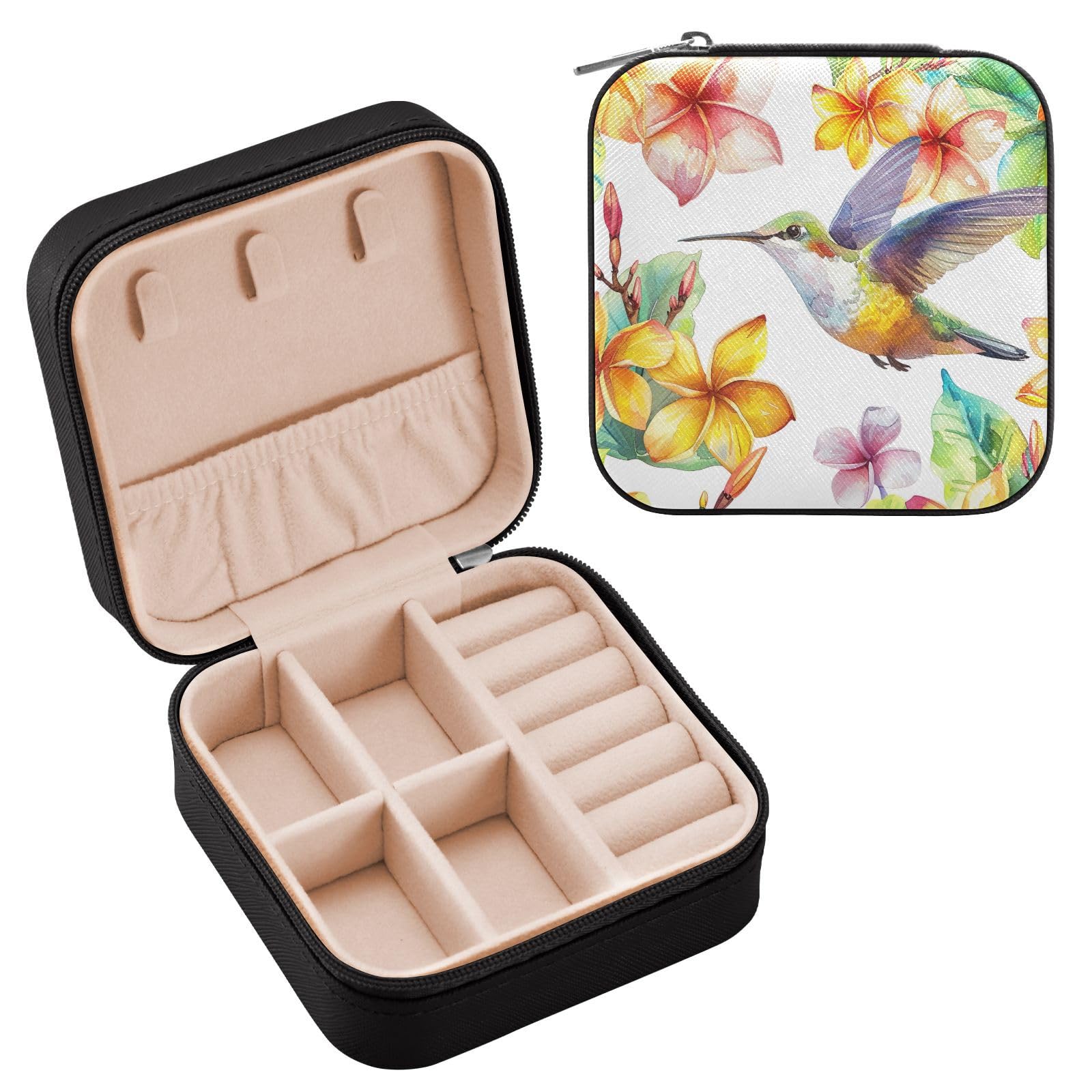 YETTASBIN Hummingbird Jewelry Box for Teens Girls Women Birthday Christmas Gift Portable PU Leather Jewelry Storage Box Mini