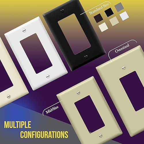 Miniatura 7 de ENERLITES Placa decorativa de pared para interruptor de luz o toma de receptáculo, acabado brillante, tamaño de 3 bandas, 4.50 x 6.38 pulgadas,