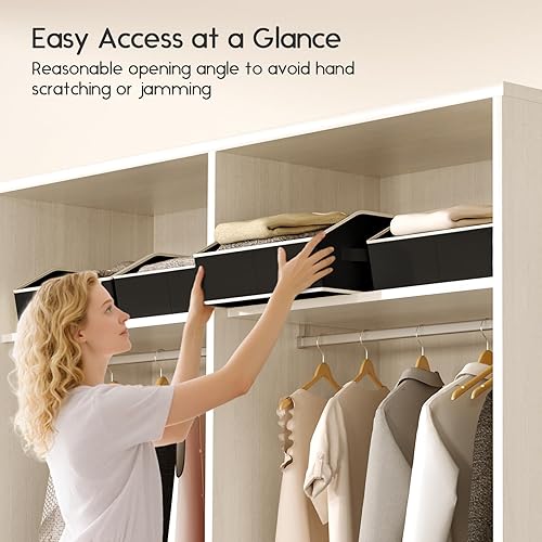 Miniatura 3 de Organizadores grandes de armario y contenedores de almacenamiento, paquete de 8 cestas de almacenamiento trapezoidales para estantes, cestas de tela