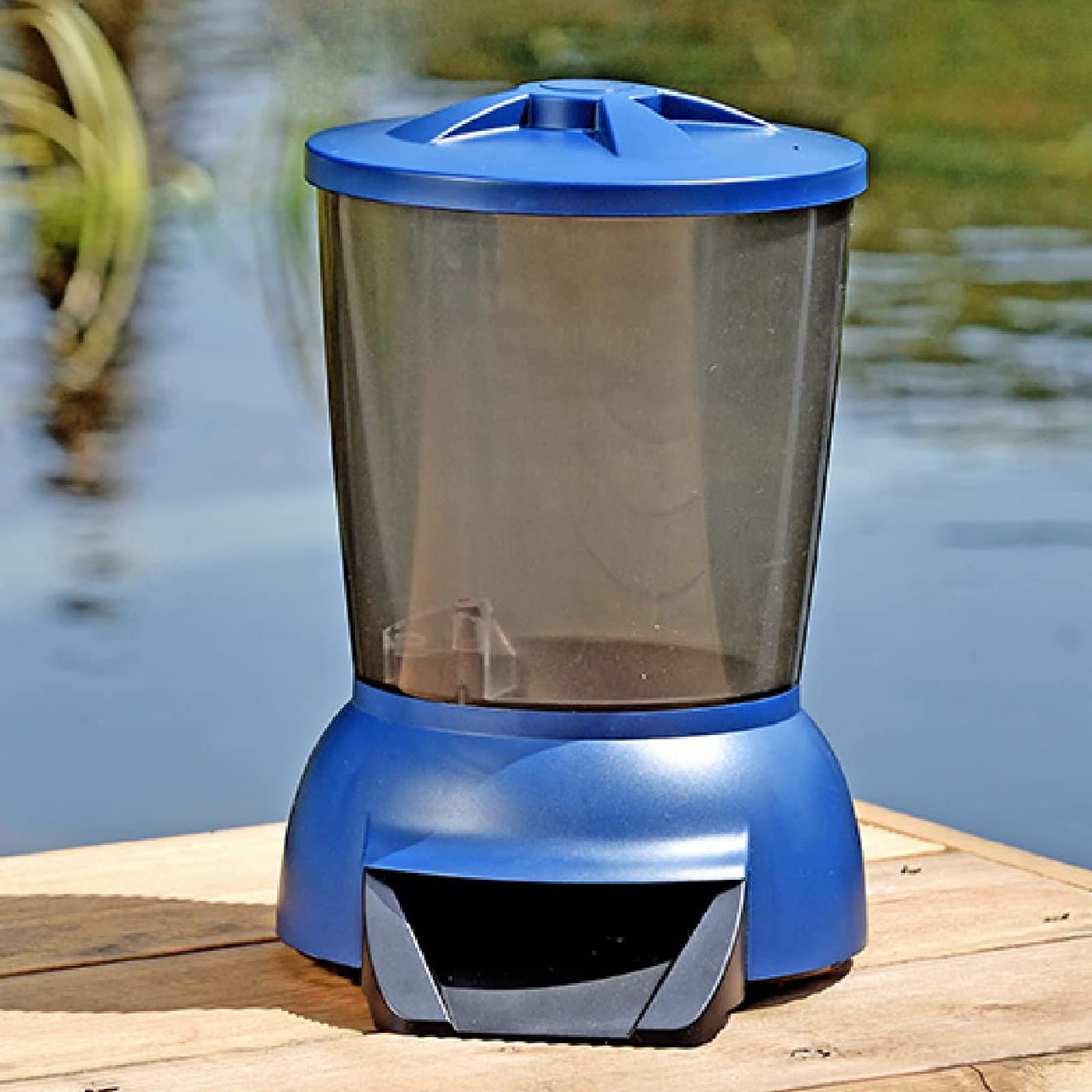 Distributeur Automatique de Grande capacité de Nourriture pour Poissons dans Les bassins de Jardin, avec écran LCD & 6 Fois Le réglage du Temps d'alimentation (5L)
