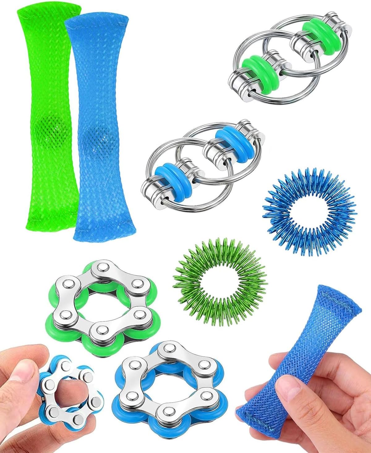 Fidget Toys Set for Adults Children, Fidget Toys Adults, Anti-Stress Toy, Stress Relief Toy, Skills, for Stress Relief, Concentration, Relaxation, Entertainment, Pack of 8
