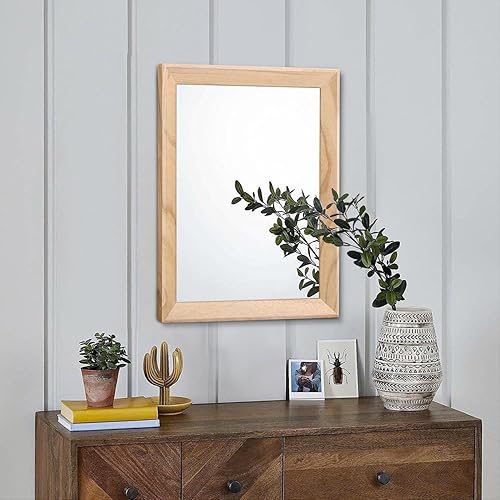 Miniatura 3 de AAZZKANG Espejos rústicos para pared, espejo rectangular con marco de madera, decorativo para granja, dormitorio, baño, sala de estar, pequeño