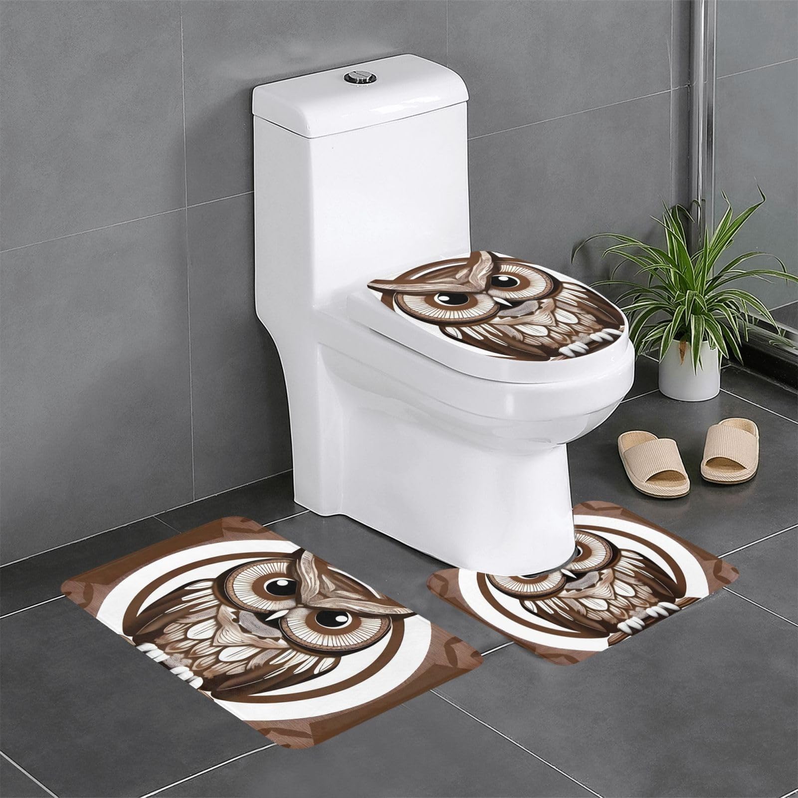 Tapis de salle de bain antidérapants hiboux évite les glissades sur carrelage et WC humides