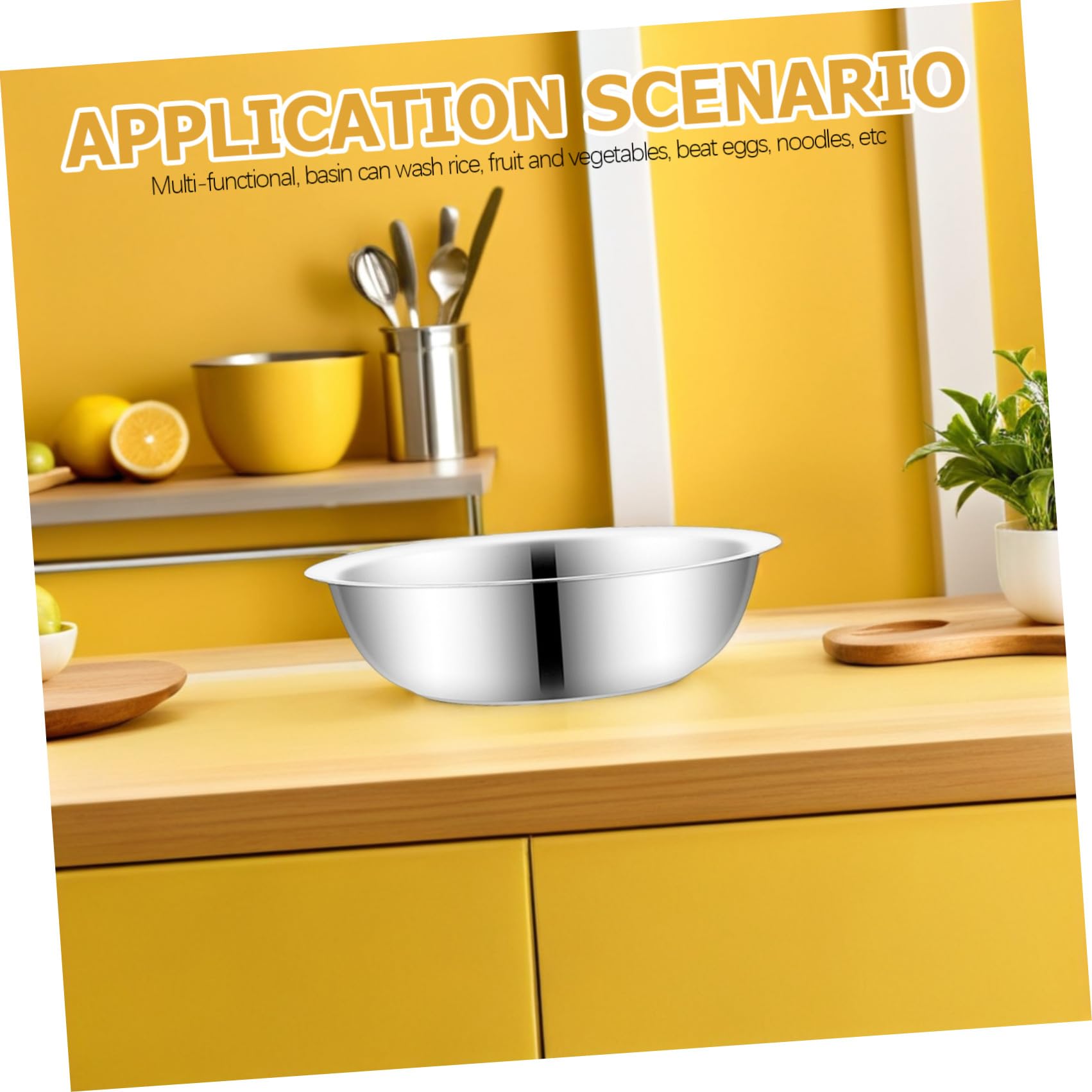 Uonlytech Ciotola in Acciaio Inox Grande per Lavare Verdure e Mescolare Impasti Vasca Spessa 36 CM per Uso Domestico Cucina