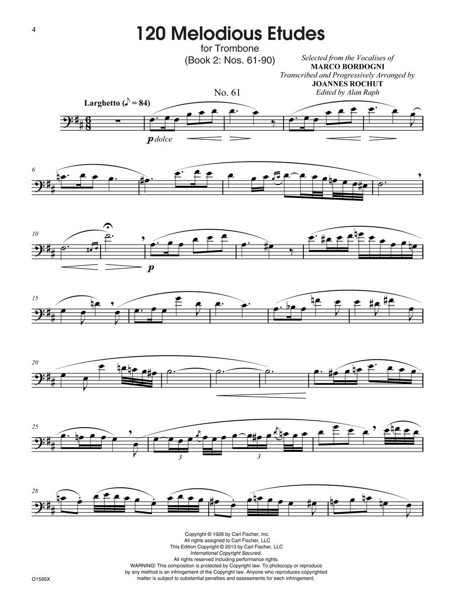 Melodious Etudes for Trombone: Nos. 61-90: Selected from the Vocalises of Marco Bordogni