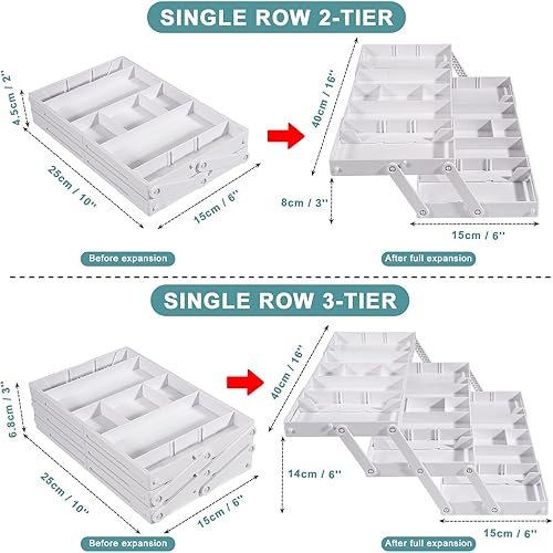 Miniatura 3 de Aobiono Organizador inteligente de cajones de varios niveles, bandejas plegables plegables de almacenamiento expandible de varios niveles para