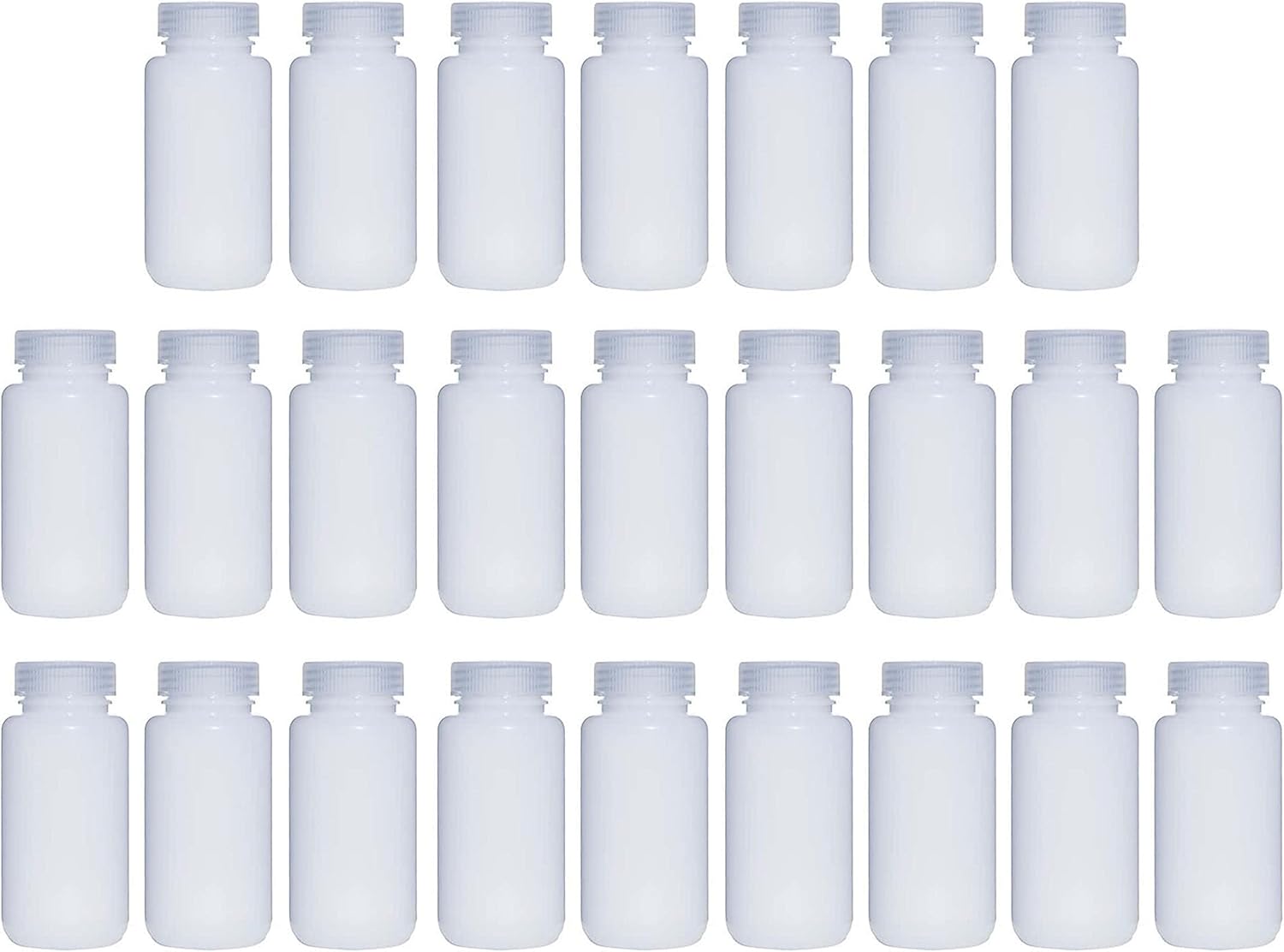 250ML 8OZ Nature Wide Mouth HDPE Plastic Reagent Bottles with Caps Pack of 25