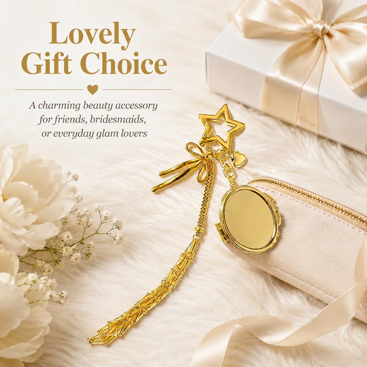 Lipstick Holder Keychain Mirror Lip Balm Holder Ring Star Purse Charm Bag Accessory Lip Gloss Carrier for Women image 5