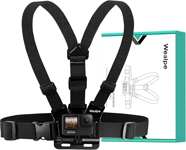 Wealpe Chest Mount Harness Chesty Strap Compatible with GoPro Hero 11, 10, 9, 8, 7, Max, Fusion, Hero (2018), 6, 5, 4, Session, 3+, 3, 2, 1, DJI Osmo, Xiaomi Yi Cameras