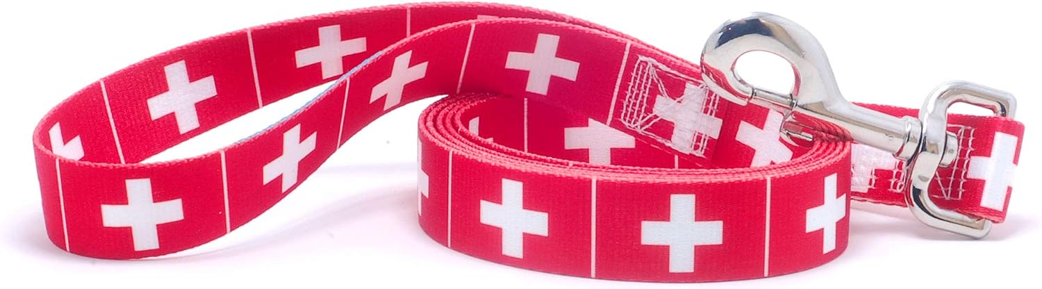 Dog Collar and Leash Set with The Switzerland Flag | Great for Swiss Holidays, Special Events, Festivals, Independence Days and Every Day Strong Safe