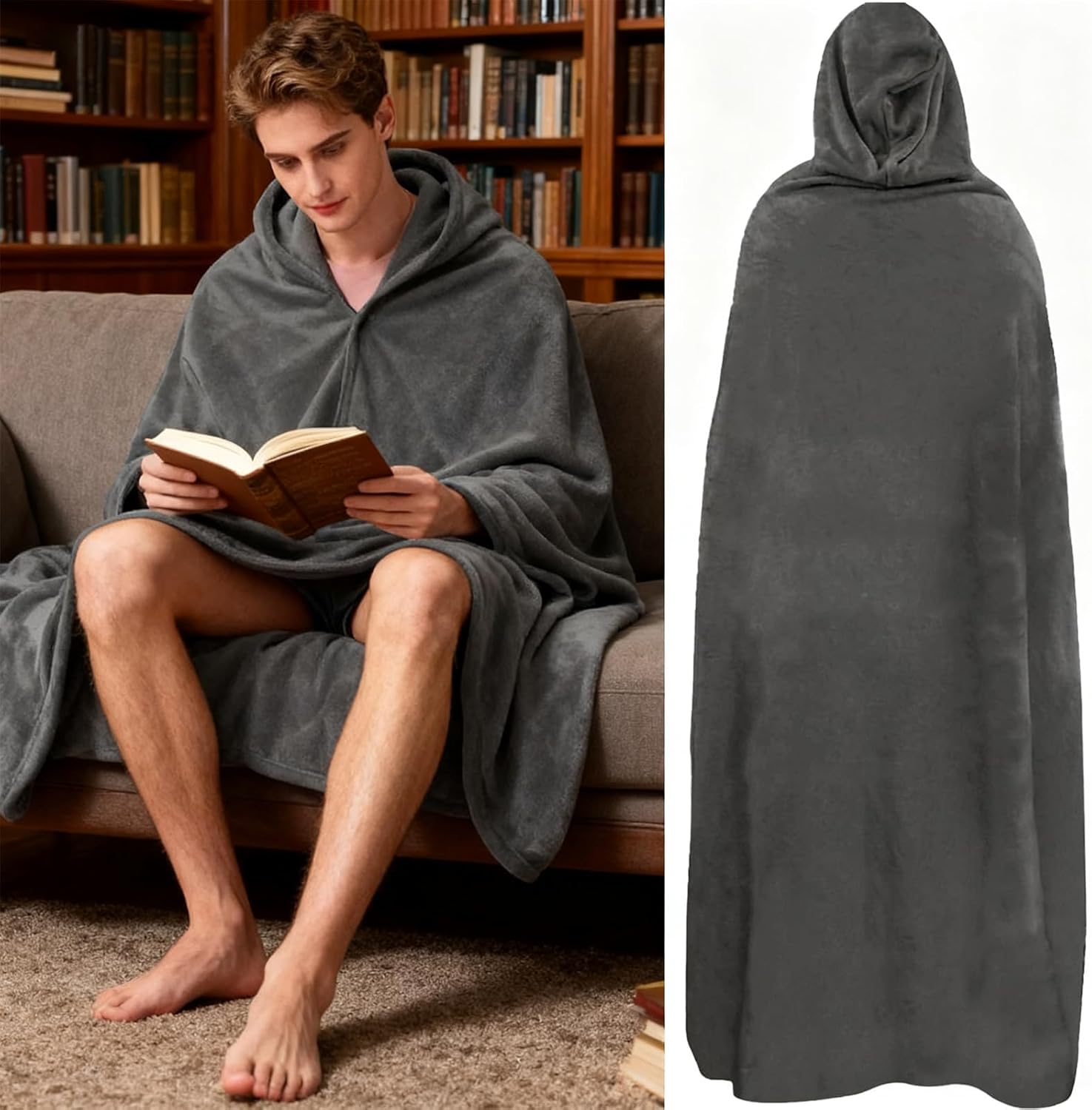 Wearable Blankets Hoodie for Women and Men Birthday Gifts for Women Men Fleece Hooded Blanket for Adult Large Grey Mom Dad Great Birthday Christmas Gifts Idea(70 * 62in) - Image 9