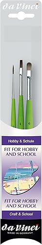 da Vinci Student Series 5298 - Juego de pinceles sintéticos con mango verde mate, 3 pinceles