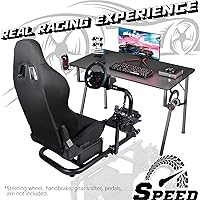 Vista 7 de Dardoo Racing Simulator Cockpit Frame with Blackseat Racing Wheel Stand Fits Logitech G923 G29 G920 Thrustmaster Fanatec Adjustable with Support