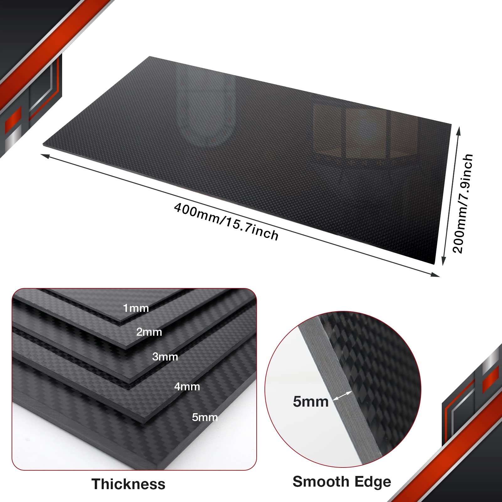 Matte Finish Carbon Panel 3K Carbon Fiber Sheet 200x300mm – Twill Weave ...