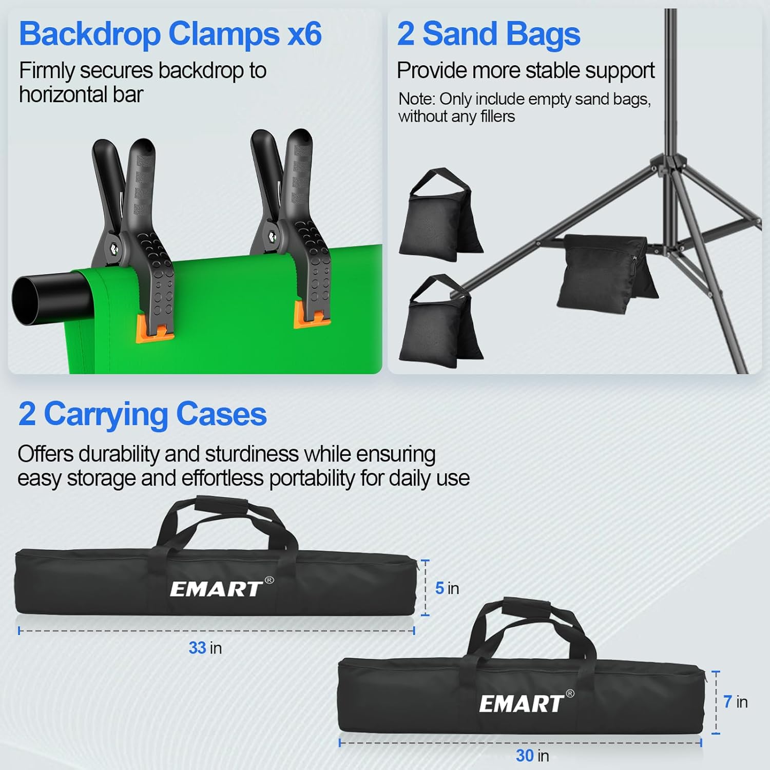 EMART 8.5X10 FT Green Screen Backdrop Kit, Photography Umbrella with 5500K Bulbs, 10X12 FT Green Backdrop with Spring Clamps, Professional Photography lighting kit for Studio, Portrait, Video Shooting