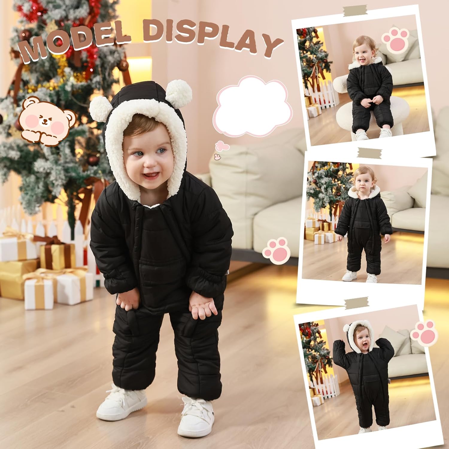 Baby Girls Boys Snowsuit Newborn Winter Clothes Jumpsuit Romper Infant Hooded Fleece Coat Jacket Outwear - Image 7