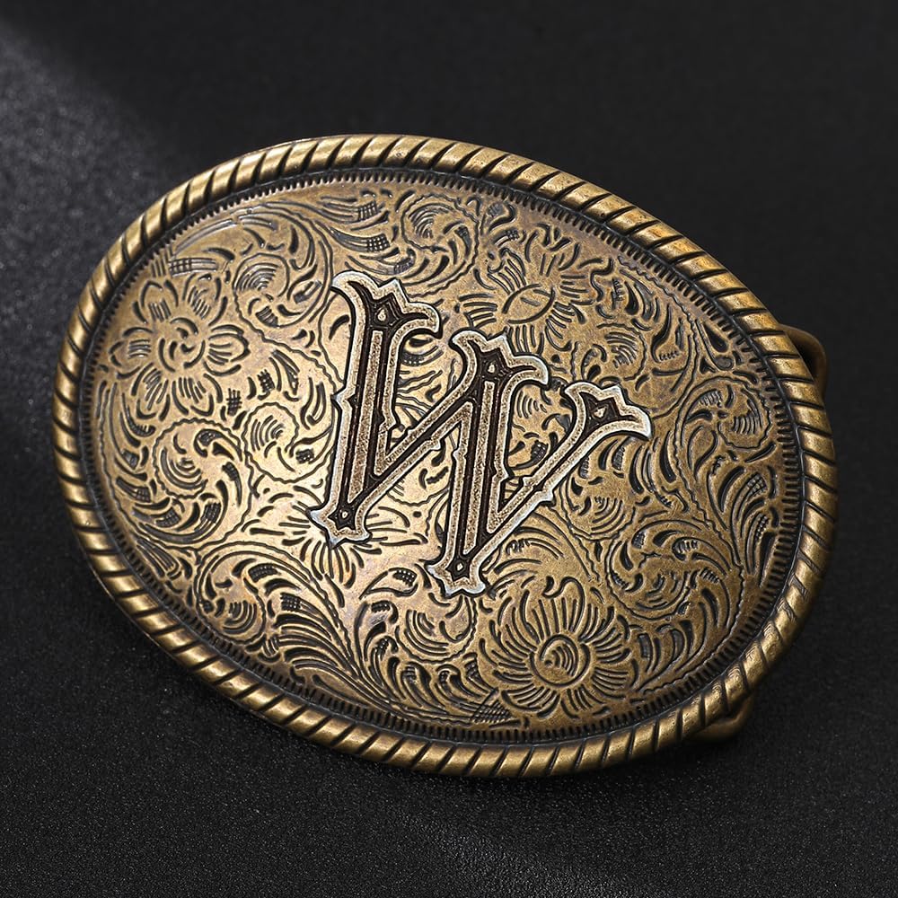 Western Belt Buckle for Men - Initial Letter ABCDJRM to Z Cowboy Belt Buckles for Women Western Custom Accessory