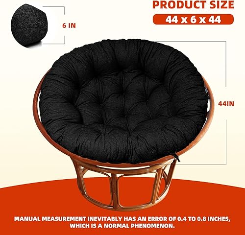Miniatura 3 de mudilun Papasan - Cojín redondo para silla Papasan con correas, suaves y cómodos cojines para silla de huevo