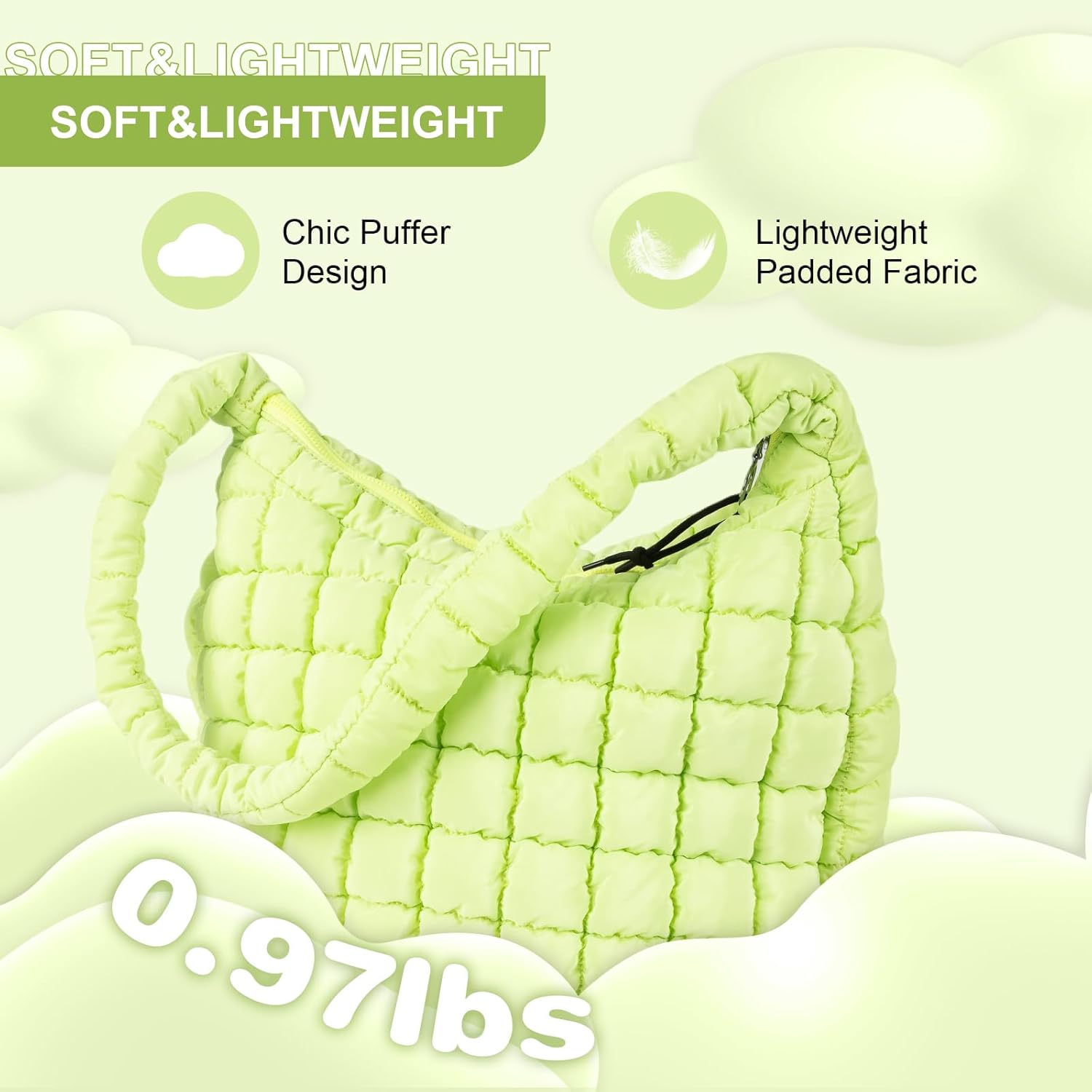 Quilted Puffer Tote Bag Purse Puffy Crossbody Shoulder Bag,Lightweight Nylon Hobo Bag Puffer Carryall Bag for Women Girl - Image 5