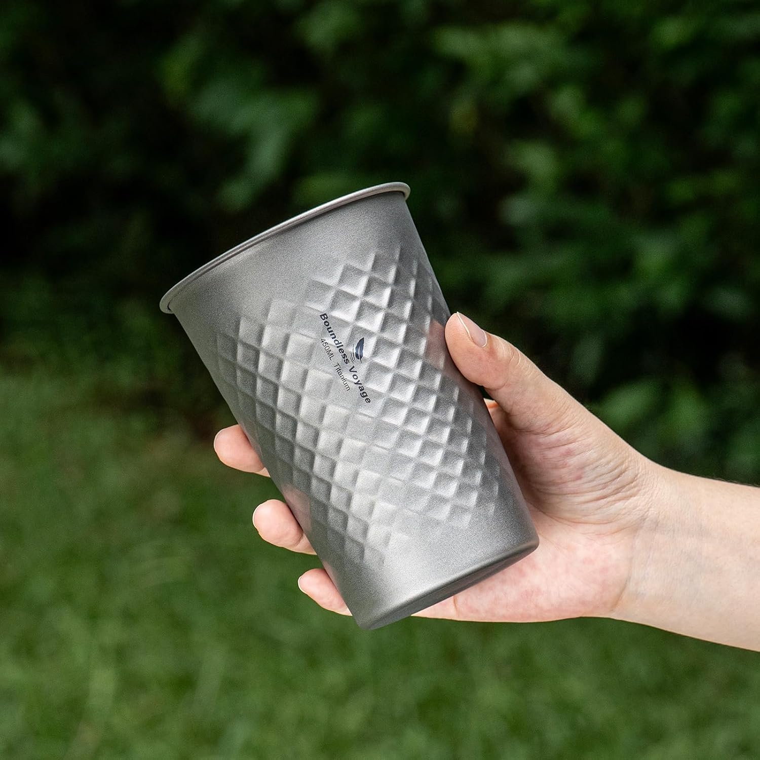 Boundless Voyage Titanium Beer Cup Premium Metal Drinking Cups Reusable Juice Cup Suitable for Home, Party, Camping, Outdoor (450ml (matt))