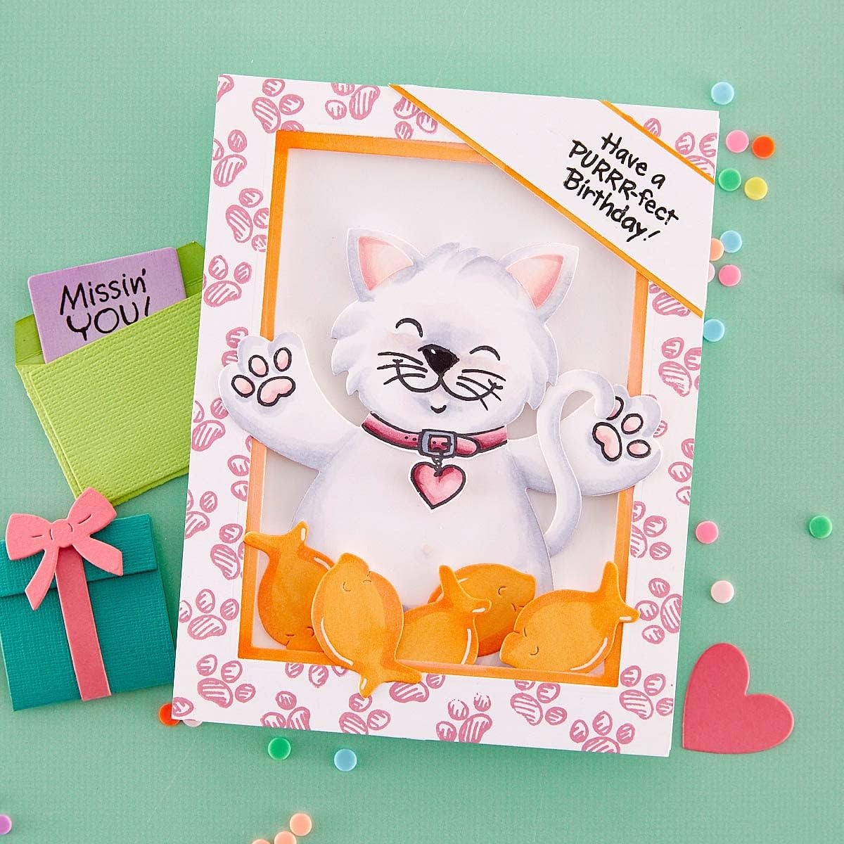 Spellbinders STP-201 Stampendous Kitty Hugs Faces and Sentiments Clear Stamp Set from The Stampendous Hugs Collection