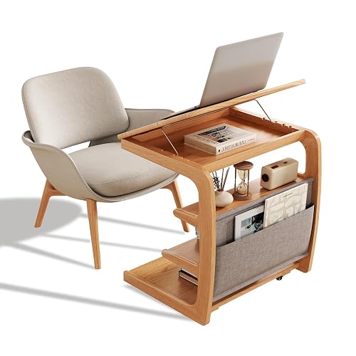 AQIMUELE Rolling Side Table, C Shaped End Table, C Table