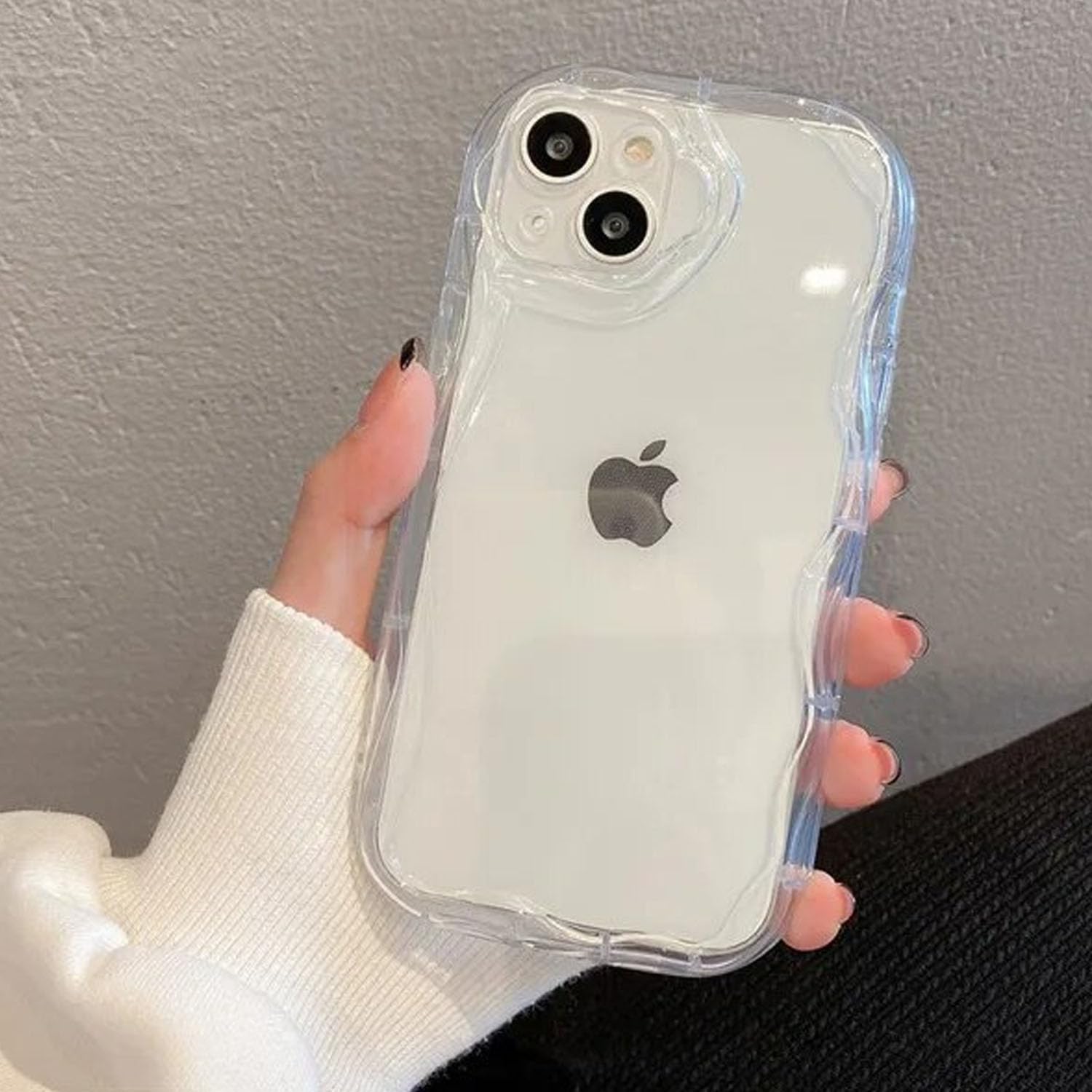 KC Back Cover for Apple iPhone 15 - New Curly Wave Frame Shape Shockproof Bumper Soft Silicone Case with Camera Protection (Transparent) (B0CVVY8YVH) Amazon Price History, Amazon Price Tracker