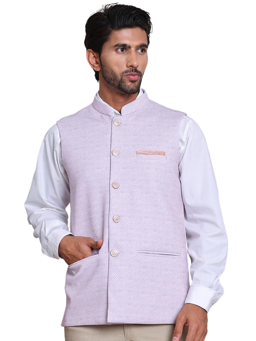jompers Woven Design Nehru Jacket For Men-picture-35